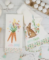 Design Imports Spring Bunny Cotton Dishtowels Set, 18"x28"