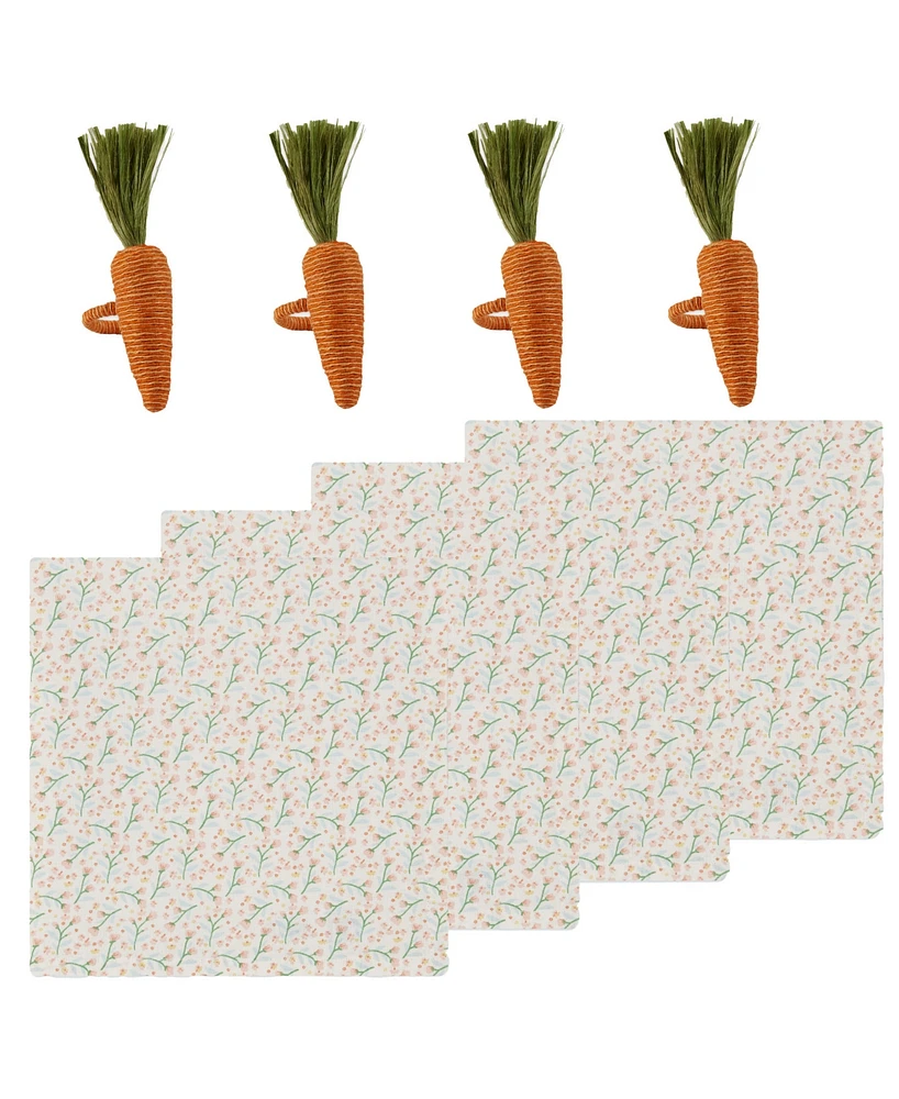Design Imports Spring Blossom Printed Napkin Carrot Napkin Rings, Set of 8