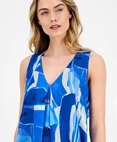 Robbie Bee Petite Printed Bow-Back V-Neck Shift Dress