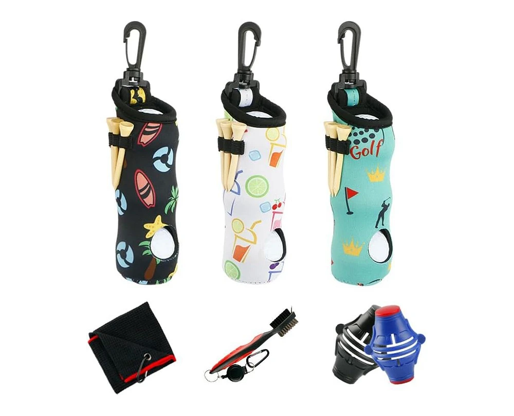 Wosofe Golf Ball carry bag golf tee bag with hook portable waist bag golf ball storage bag can hold 3 golf balls and 3 tees