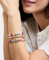 Style & Co Gold-Tone 3-Pc. Set Mixed Stone Stretch Bracelets, Exclusively at Macy's