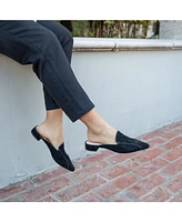 Alterre Women's Black Suede Marilyn Customizable Pointed Loafer Slides