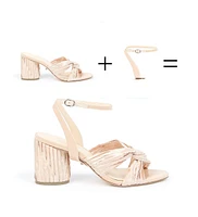 Alterre Women's Nude Satin Customizable Twist Sandals