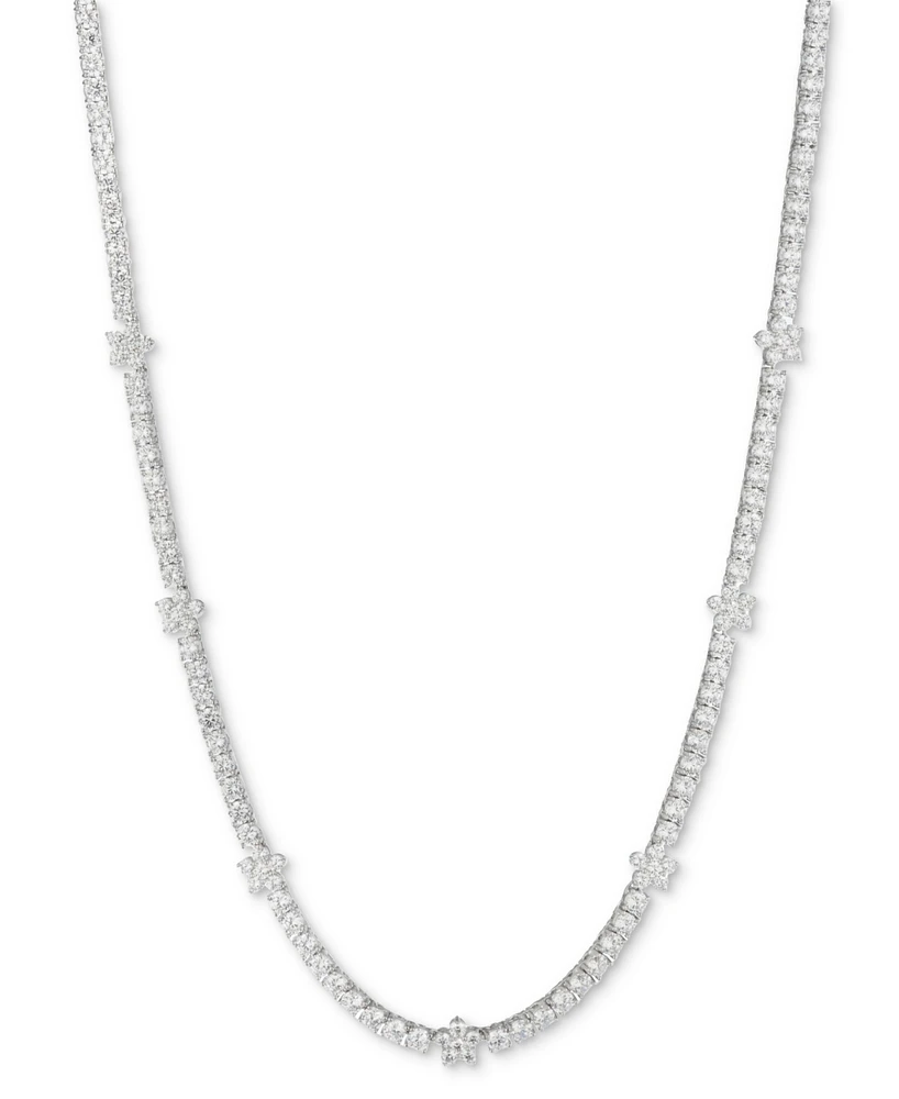 Marchesa Silver-Tone Crystal Flower Collar Necklace, 16" + 3" extender