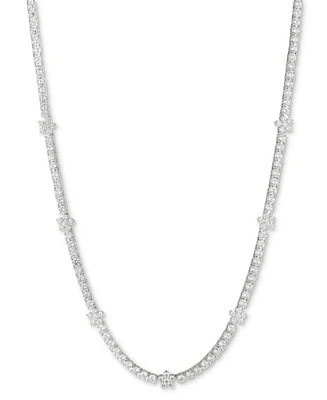 Marchesa Silver-Tone Crystal Flower Collar Necklace, 16" + 3" extender