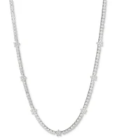Marchesa Silver-Tone Crystal Flower Collar Necklace, 16" + 3" extender