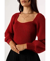 Petal and Pup Women's Gia Sweetheart Neck Bell Sleeve Knit Sweater