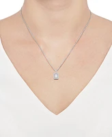 Diamond Emerald Shaped Halo Cluster 18" Pendant Necklace (1/3 ct. t.w.) in 14k White Gold