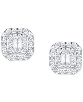 Diamond Round & Baguette Cluster Stud Earrings (1/2 ct. t.w.) in 14k White or Yellow Gold