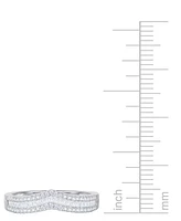 Diamond Baguette & Round Chevron Ring (1/3 ct. t.w.) 14k White Gold