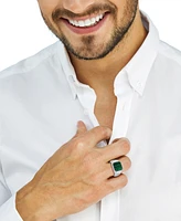 Effy Men's Malachite & Diamond (1/6 ct. t.w.) Halo Ring in Sterling Silver