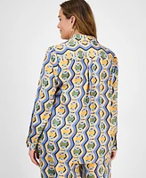 Tahari Asl Plus Printed Button-Front Blouse