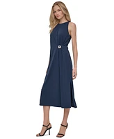 Dkny Women's Hardware-Trim Side-Ruched Sleeveless Dress