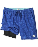 Scotch & Soda Men's Floral Maze Drawstring Swim Trunks