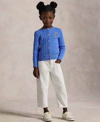 Polo Ralph Lauren Toddler and Little Girls Bear Mini-Cable Cotton Cardigan