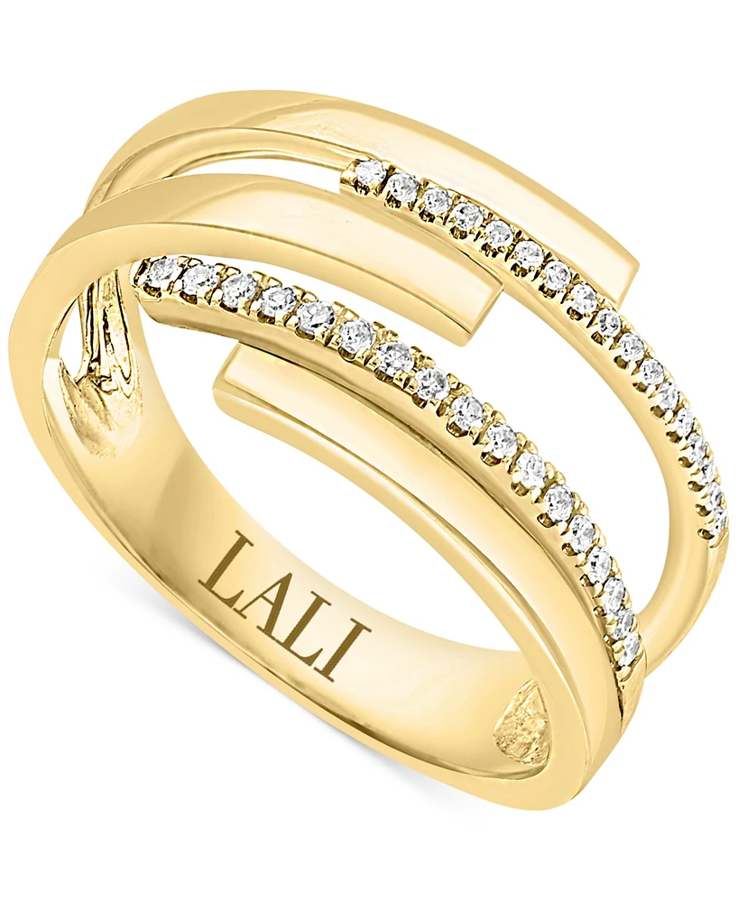 Lali Jewels Diamond Asymmetrical Multirow Statement Ring (1/6 ct. t.w.) in 14k Gold