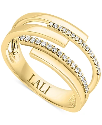 Lali Jewels Diamond Asymmetrical Multirow Statement Ring (1/6 ct. t.w.) in 14k Gold
