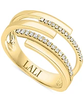 Lali Jewels Diamond Asymmetrical Multirow Statement Ring (1/6 ct. t.w.) in 14k Gold