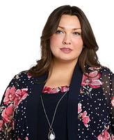 R & M Richards Plus 2.Pc Jewelry Contrast-Trim Sheath Dress Floral 3/4-Sleeve Jacket