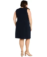 R & M Richards Plus 2.Pc Jewelry Contrast-Trim Sheath Dress Floral 3/4-Sleeve Jacket