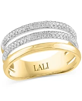Lali Jewels Diamond Triple Row Ring (3/8 ct. t.w.) in 14k Two-Tone Gold