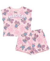 Sesame Street Little Girls Abby Cadabby Waffle Knit T-Shirt and Shorts Outfit Set