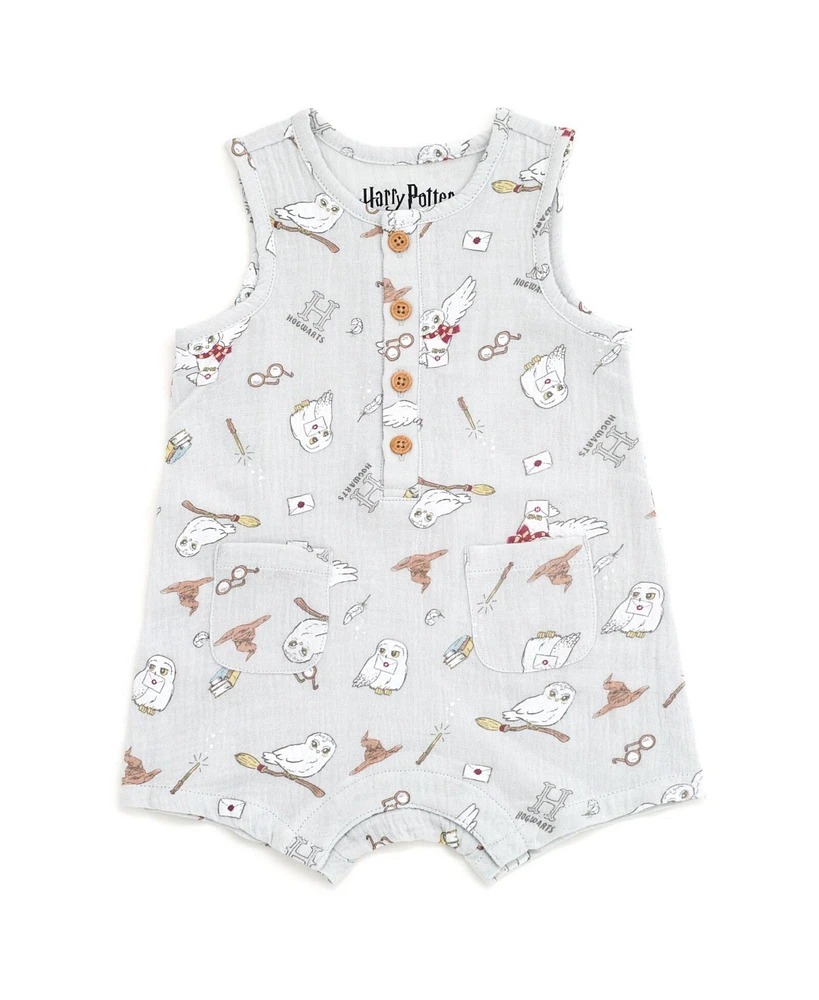 Harry Potter Baby Boys Hedwig Henley Sleeveless Romper