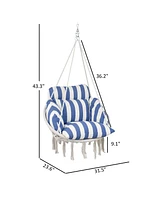 Outsunny Hanging Hammock Chair with Cushion, Macrame Swing Chair, Dark