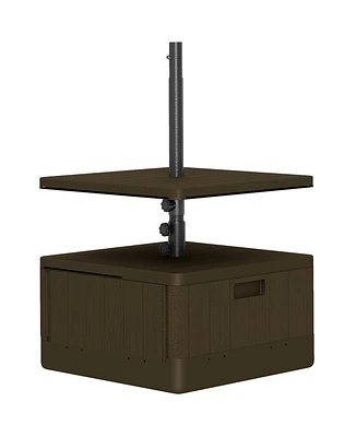 Outsunny Patio Umbrella Base with Table, Weighted Umbrella Sd,