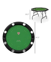 Soozier Poker Table Foldable 47" Round Card Table for 8 Players,