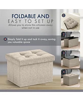 Collapsible Small Rectangle Footrest Storage Ottoman - 12 x 16