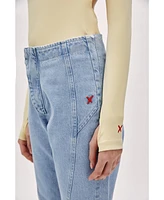 Pcfg Women's Stitch Detail Straight Fit Denim