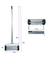 Heavy Duty Rolling Lawn Aerator,Rolling Lawn Aerator, Rotary Push Tine Spike Soil Lawn Aerator Gardening Tool with 3-Piece Long Steel Handle for Garde