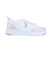 Bebe Little Girls Low Top Court with Shimmer Two Tone Piecing Sneakers