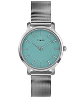 Timex Women's Quartz Analog Silver-Tone Stainless Steel Watch, 34mm