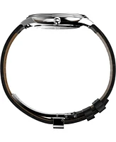 Timex Men's Quartz Analog Black Leather Watch, 39mm