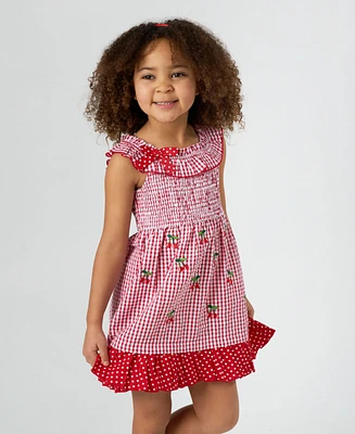 Rare Editions Toddler and Little Girls Cherry Seersucker Dress