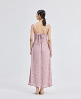 Reistor Women's Perfect Floral Maxi with Tapered Straps Pink