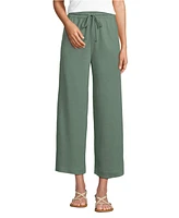Lands' End Women's Tall Sport Knit Elastic Waist Wide Leg Crop Pants