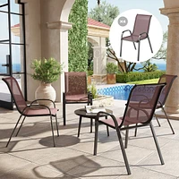 Outsunny Set of 4 Patio Dining Chairs, Stackable Outdoor