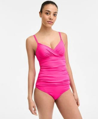 Anne Cole Womens Surplice Underwire Tankini Top High Waist Bikini Bottoms