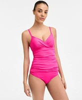 Anne Cole Womens Surplice Underwire Tankini Top High Waist Bikini Bottoms