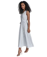 Calvin Klein Women's Striped Faux-Wrap Maxi Dress