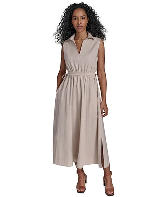 Calvin Klein Women's Cotton Drawstring Sleeveless Midi Dress