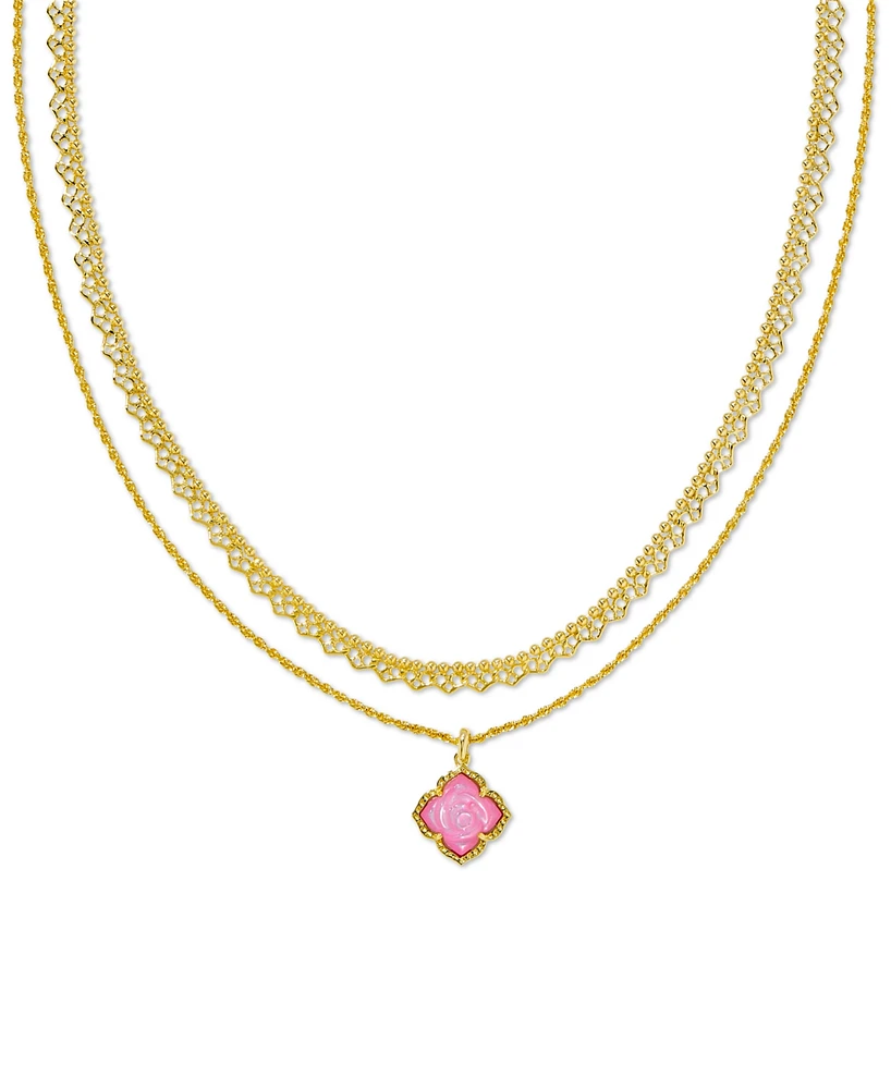 Kendra Scott Mother-of-Pearl Rose Convertible Layered Pendant Necklace, 15" + 3" extender