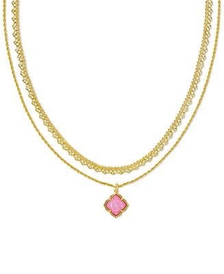 Kendra Scott Mother-of-Pearl Rose Convertible Layered Pendant Necklace, 15" + 3" extender