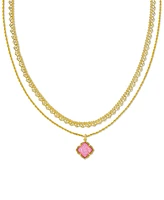 Kendra Scott Mother-of-Pearl Rose Convertible Layered Pendant Necklace, 15" + 3" extender