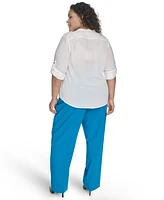 Calvin Klein Plus Split-Neck Button-Front Shirt
