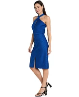 R & M Richards Petite Textured Halterneck Midi Dress