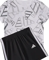 adidas Baby Boys 2-Piece Short Sleeve Printed 3D Logo Toss T-Shirt and Shorts Set